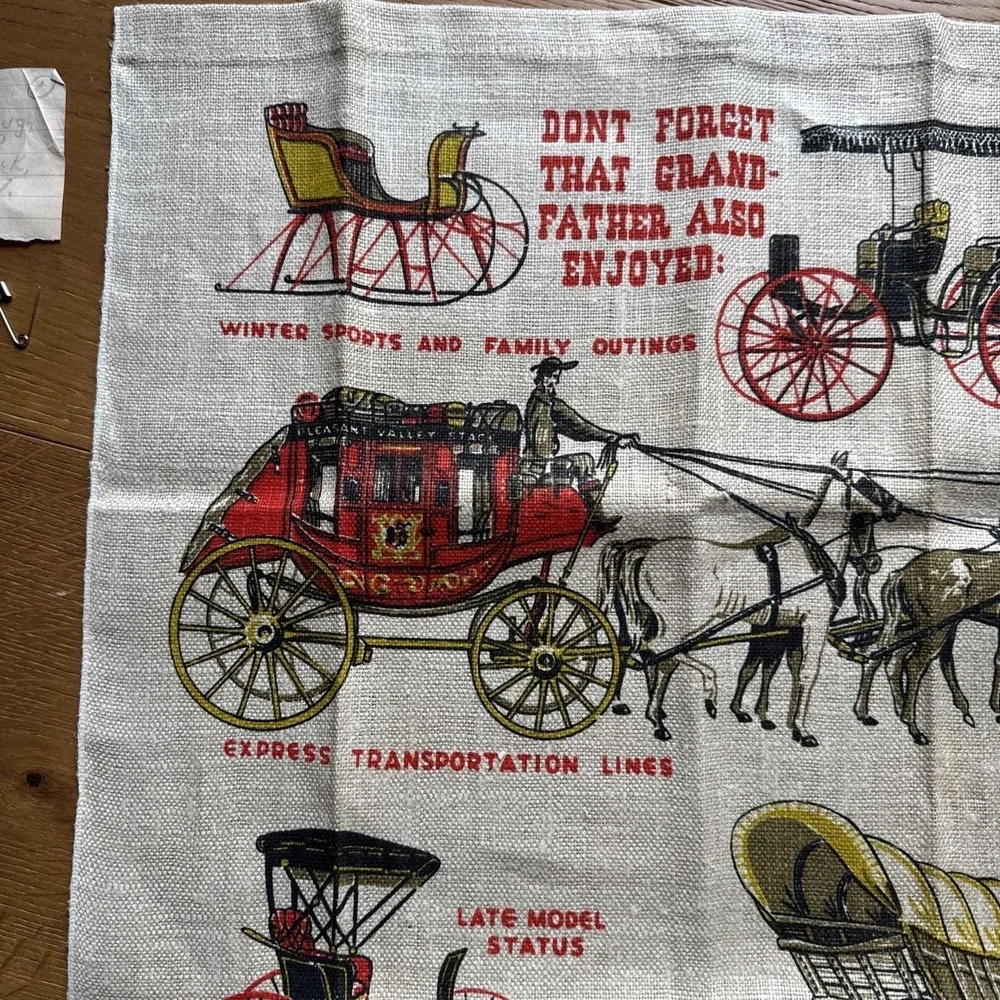 Vintage Linen Towel Robert Wert Back In The Good Old Horse And‎ Buggy Days